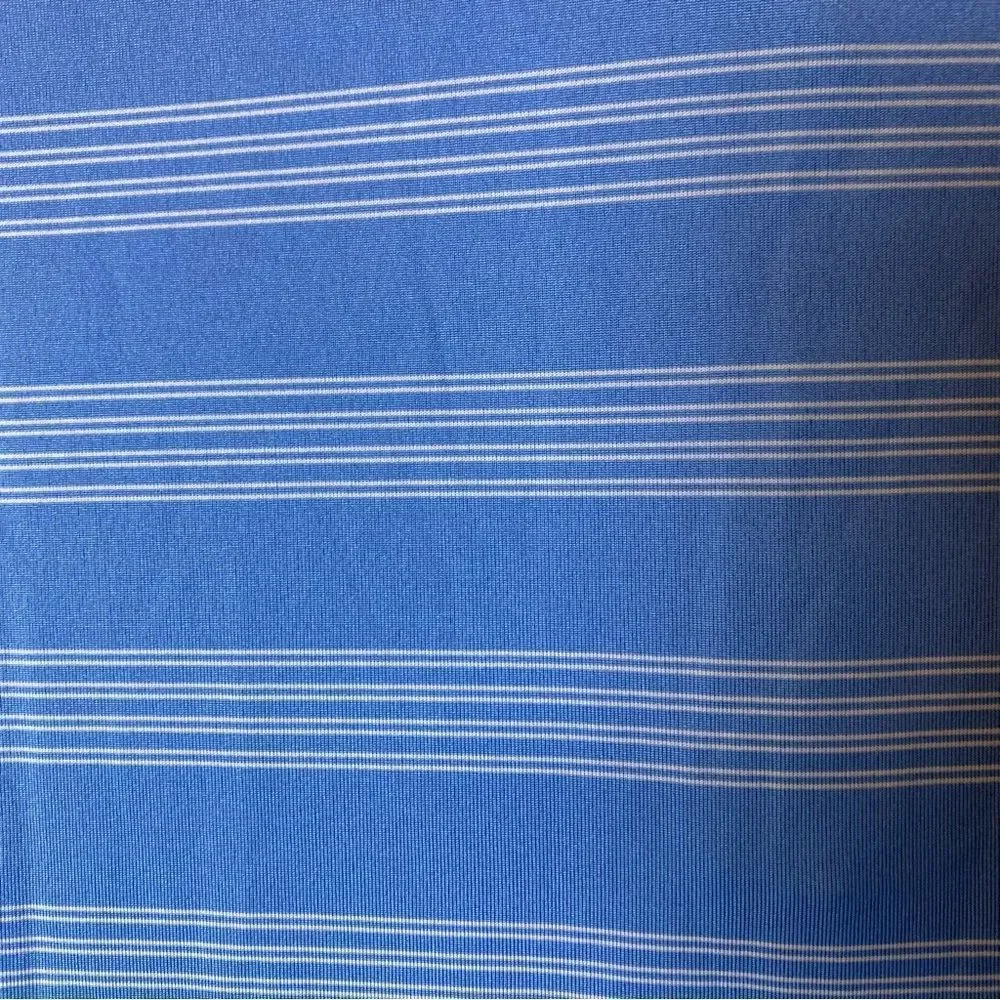 Nike Golf Dri Fit White and Blue Striped Short Sleeve Polo Size Large